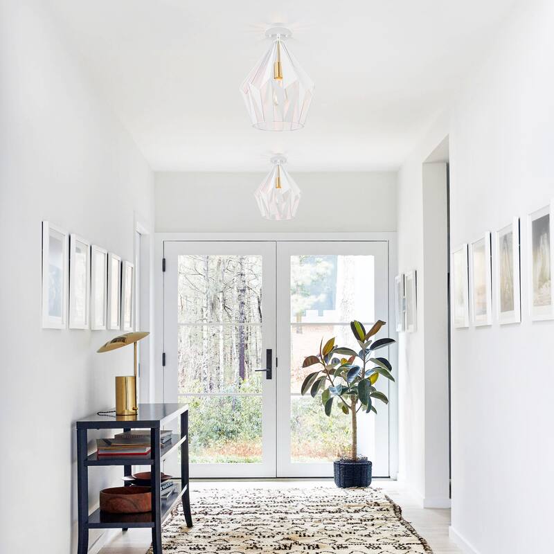 Industrial Geometric Metal Pendant Light Hanging Kitchen Fixture - Dia.12-in