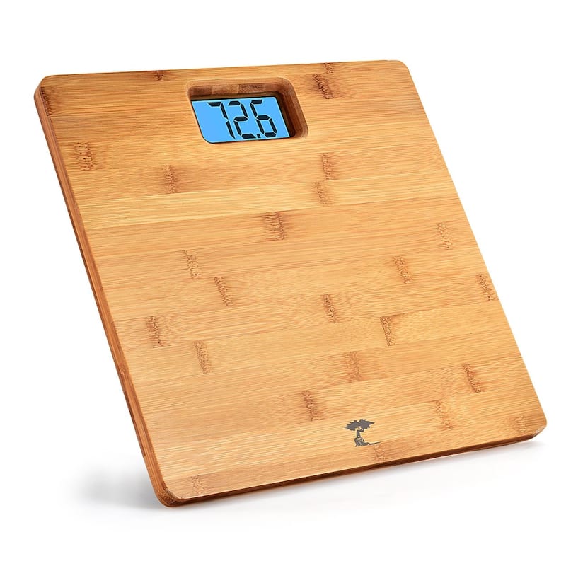 Bamboo Bathroom Scale with Backlight - Digital Weight Scale for Your Bathroom, Featuring Smart Functionality and Elegant Design