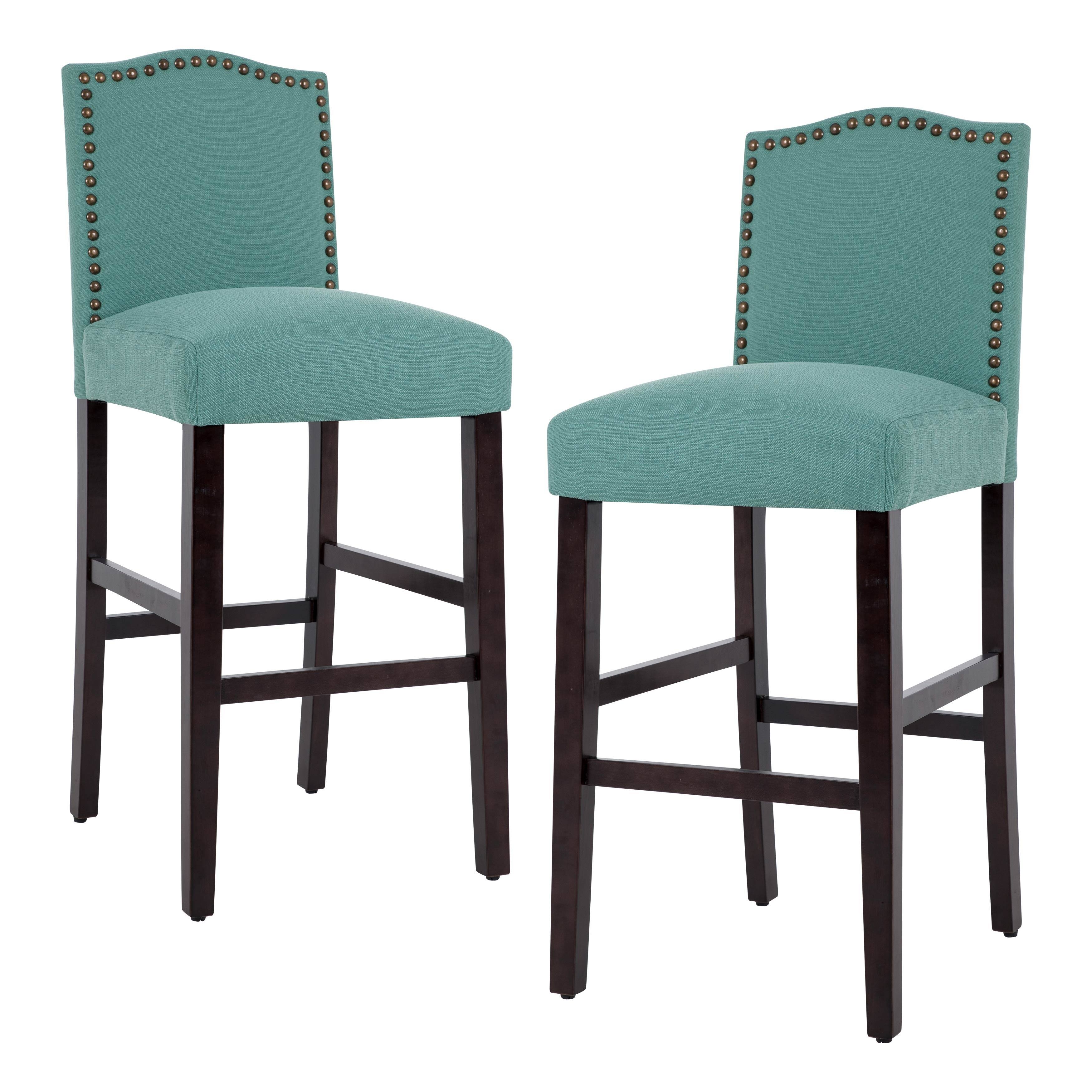 28 Inches Barstools Upholstered Bar Stools Pub Chairs Set of 2 On
