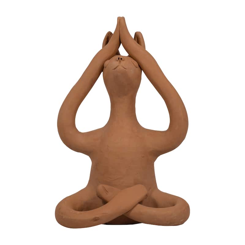 Sagebrook Home Terracotta Natural Novelty Solid Color Yoga Bunny - 7" x 6" x 10"
