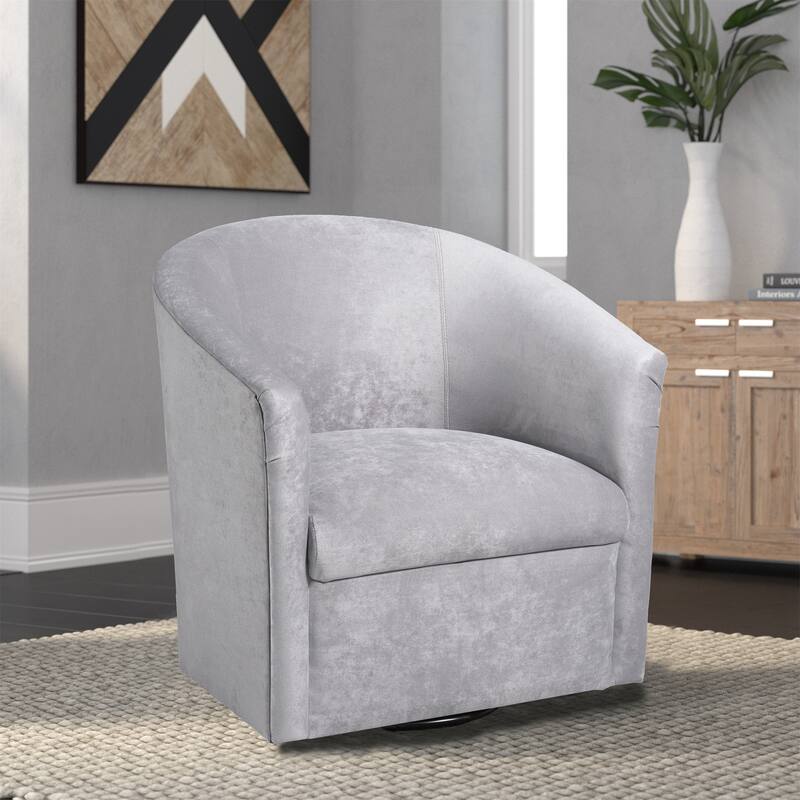 Microfiber Upholstered Swivel Chair W/ Hardwood Frame & Swivel Base