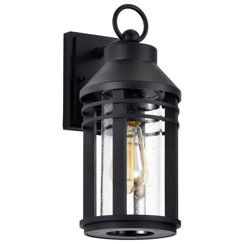 Wilton 1 Light Medium Wall Lantern Matte Black with Clear Seeded Glass