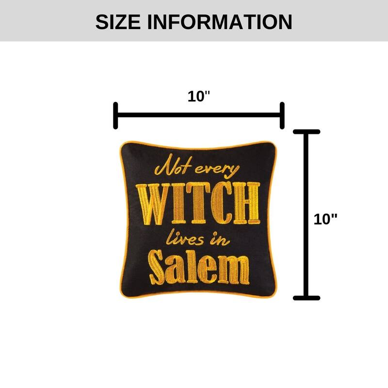 10" x 10" Not Every Witch Lives in Salem Halloween Embroidered Pillow