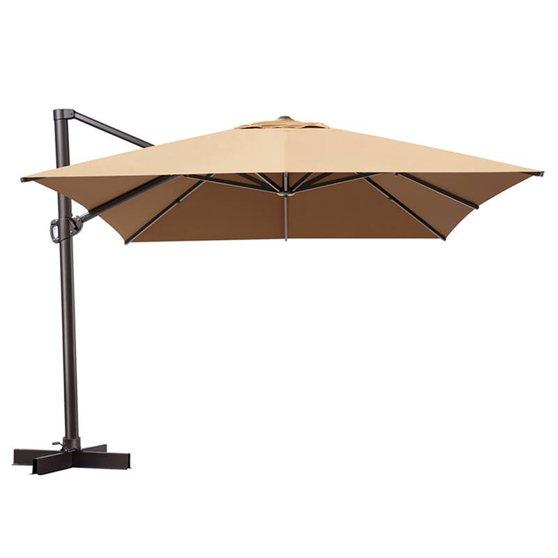 10x13FT Patio Cantilever Umbrella Outdoor Offset Umbrella 360-Degree Rotation with No Base
