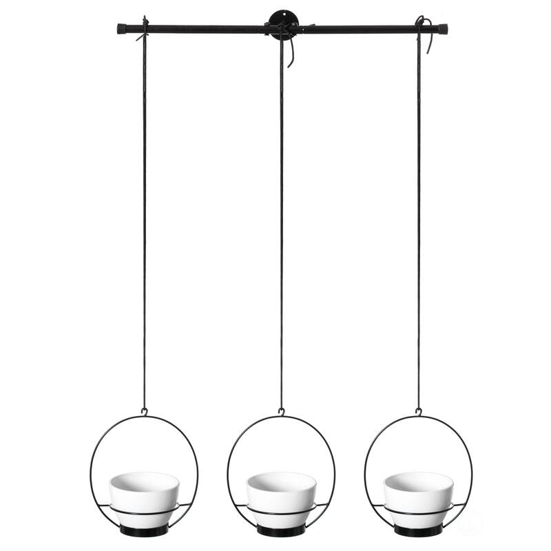 Decorative Metal Hanging Planter with Tree Pots for Flowers