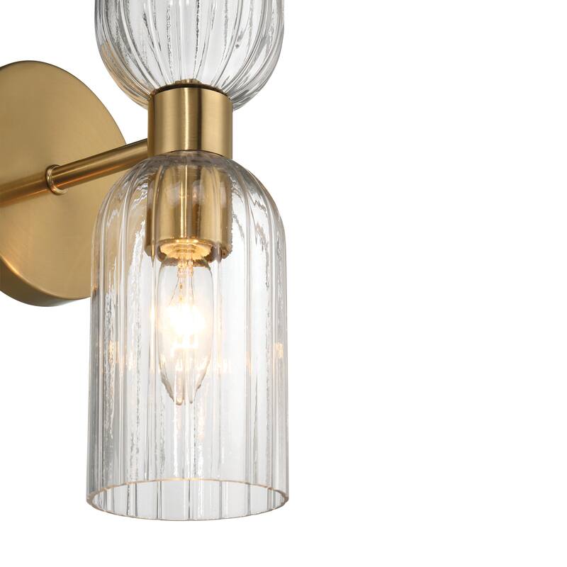 Josephine Metal and Clear Ribbed Glass Wall Light - 4.8"L x 6.0"W x 11.5"H