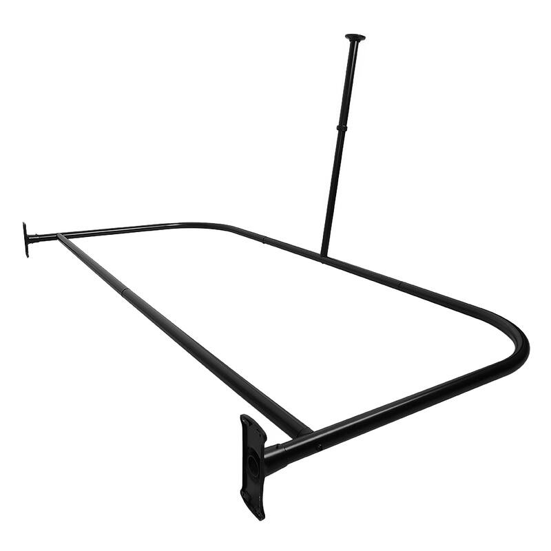 Utopia Alley Rustproof Aluminum D-shape Shower Rod With Ceiling Support for Freestanding Tubs, 60 Inch Large Size by 25 Inch
