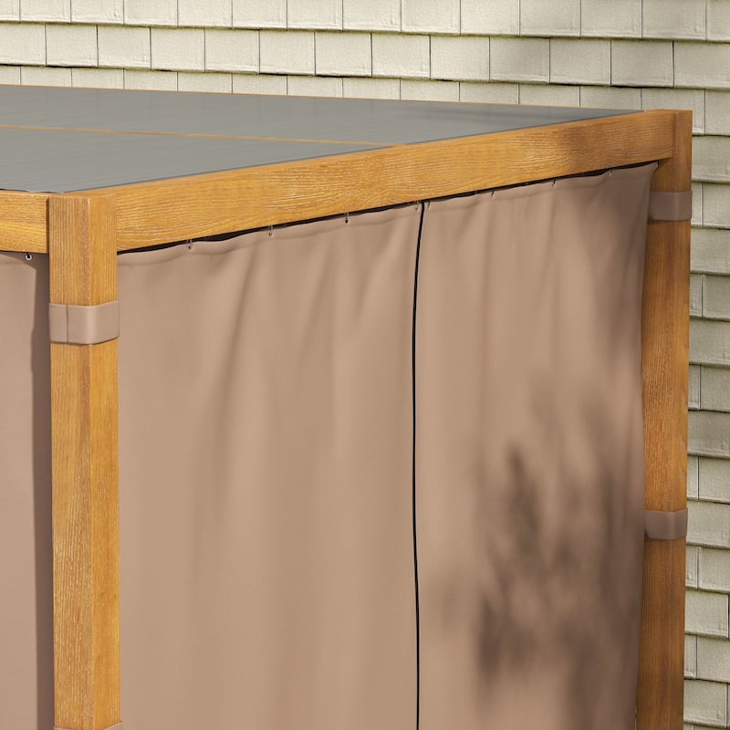 Outsunny 13' x 10' Outdoor Retractable Pergola with Sun Shade Aluminum Louvered Top, Pergola with Canopy, Curtains, and Netting