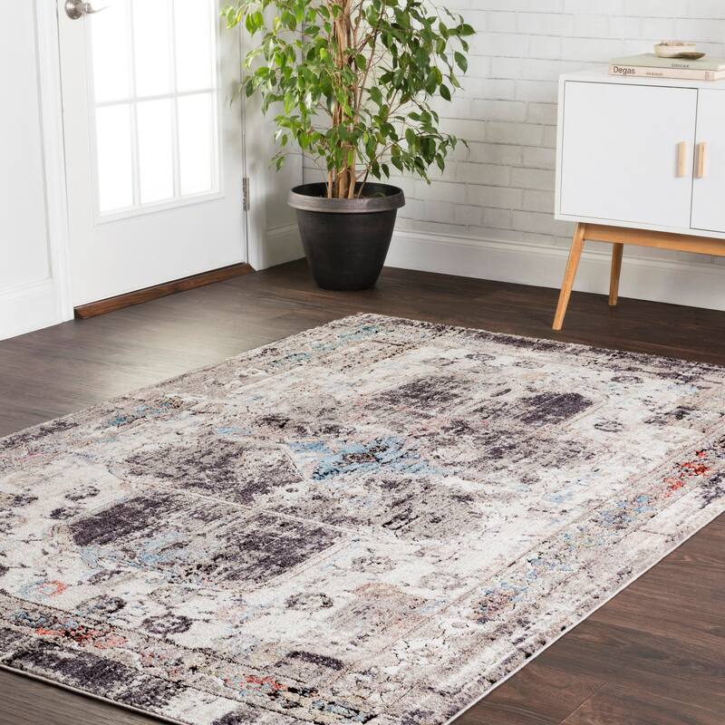 Alexander Home Athens Boho Distressed Diamond Medallion Area Rug