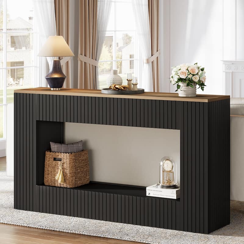 Modern Console Table, 55-Inch Wood Entryway Table with Storage