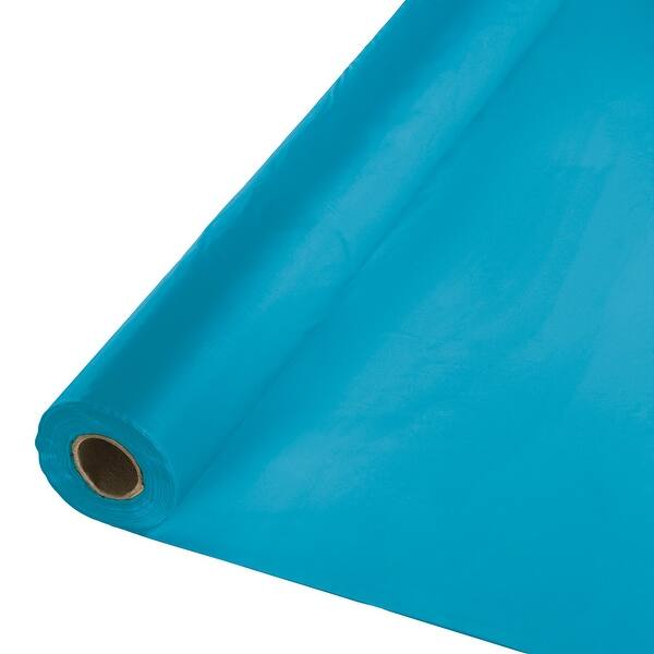 100' Turquoise Blue Disposable Plastic Banquet Party Table Cloth Roll