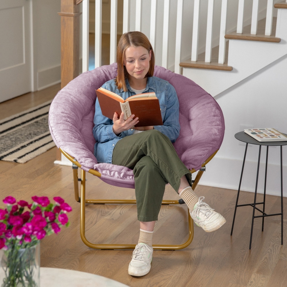 Folding XL Saucer Chair for Dorm or Bedroom - Overstock - 36922007