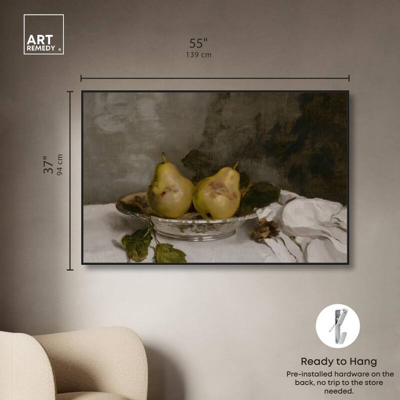 Two Pears in a Silver Bowl Canvas by Art Remedy