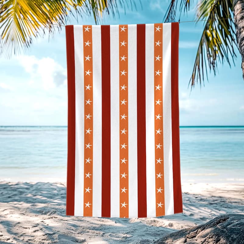 Shark Striped Beach Towel, Cabana Soft Swimming Towel, Pool Towel for Adults Women Men - Orange