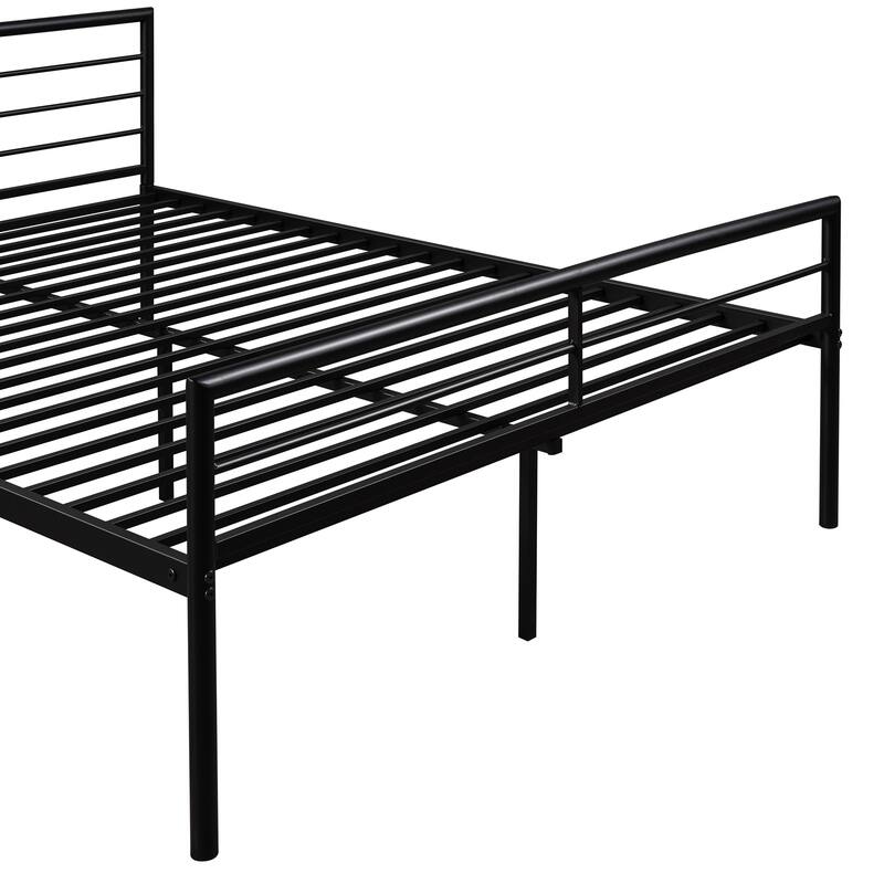 Twin Over Full Metal Bunk Bed with Desk, Ladder, and Quality Slats for Bedroom