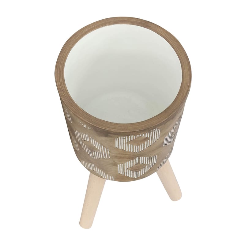 10/12" Diamond Planter with Wood Legs,Set of 2