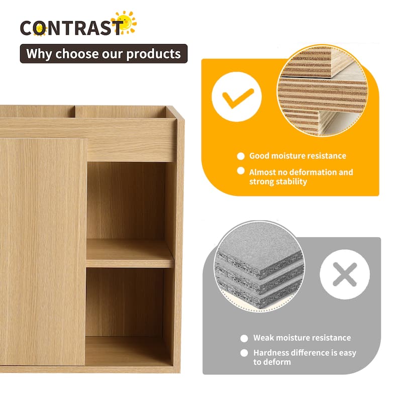 Beingnext 24"/28" Bathroom Vanity with Sink, Floating Bathroom Vanity with Soft Close Door and Shelf