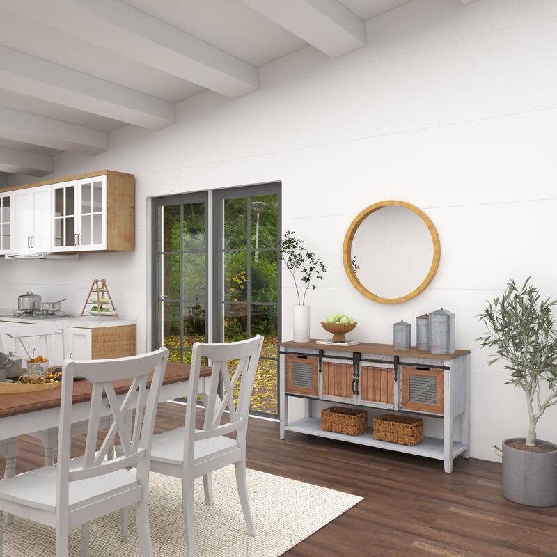 Gray Metal Galvanized Ribbed Living Room Decorative Jars with Gold Ball Knobs (Set of 3)