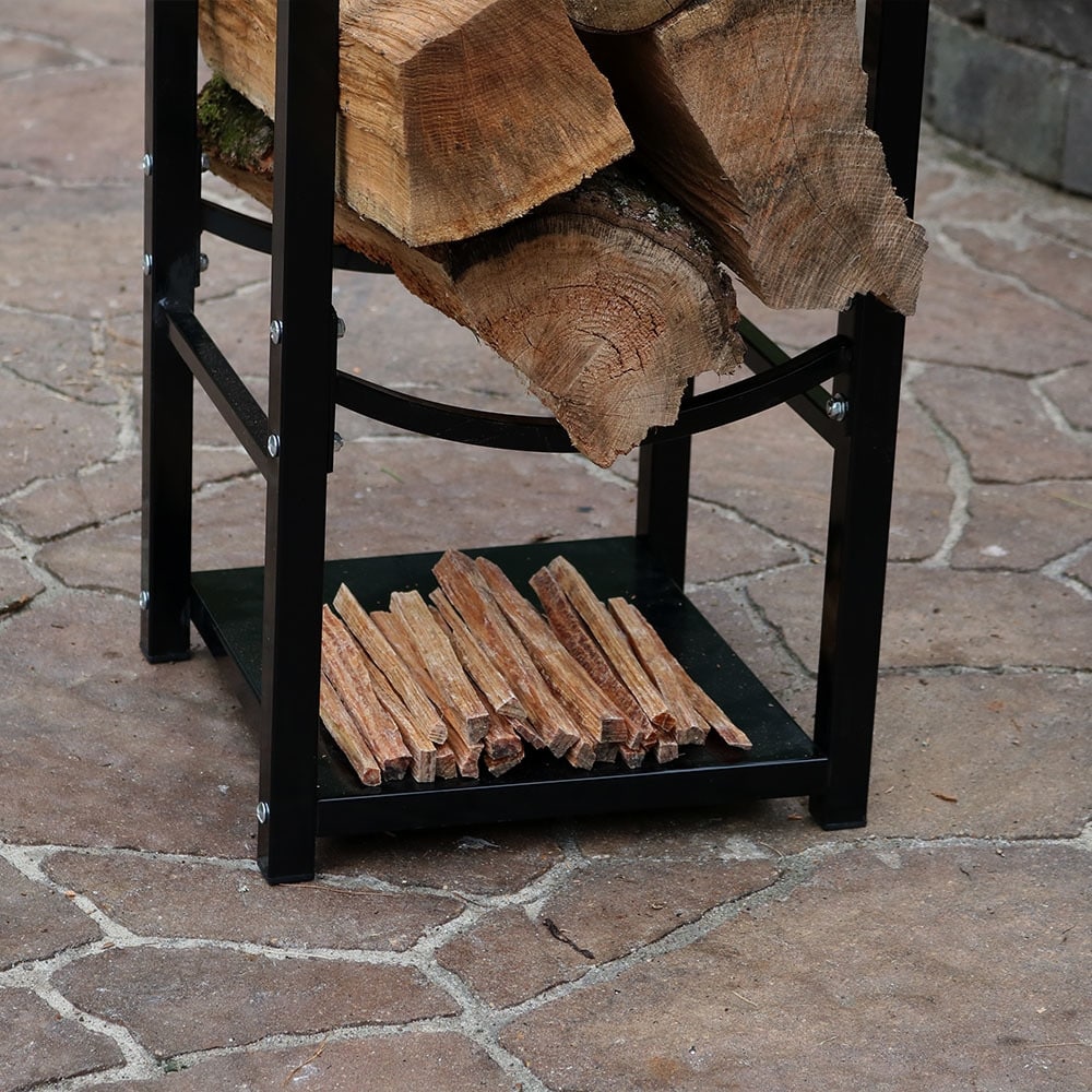 Sunnydaze Indoor/Outdoor Log Storage Rack with Kindling Holder