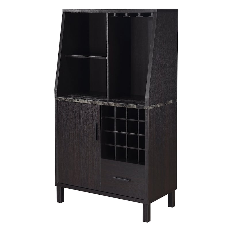 Convenience Concepts Newport 1 Drawer Wine Storage Bar with Storage Cabinet and Shelves