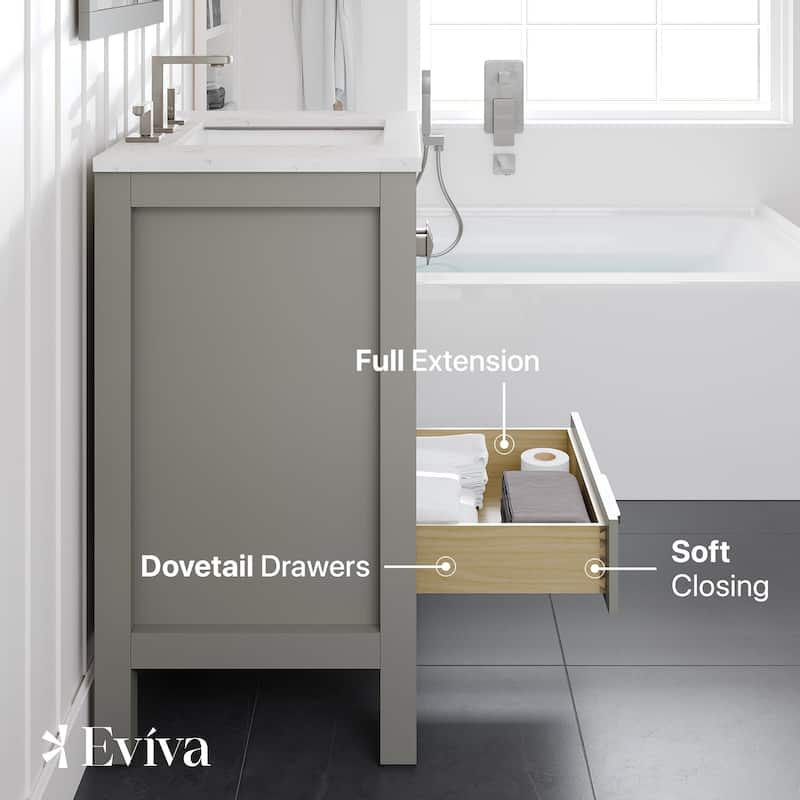 Eviva Aberdeen 24"W Bath Vanity with Carrara Quartz Top