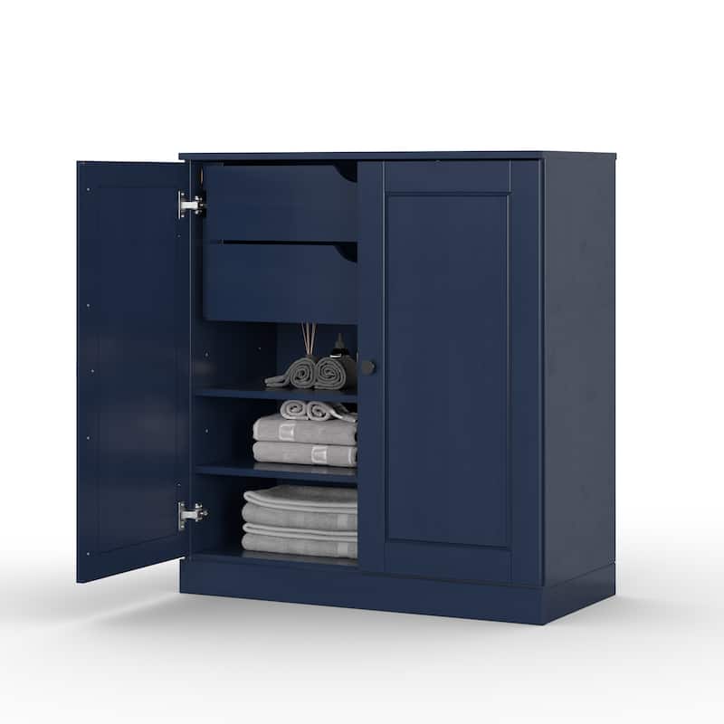 Palace Imports 100% Solid Wood 32" Bathroom Cabinet with Solid Doors, 2-Drawers and Adjustable Shelves
