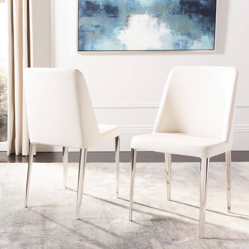 SAFAVIEH Haruko Mid Century Dining White Dining Chair (Set of 2) - 22.5" x 17.8" x 34.8" - 23Wx18Dx35H - White
