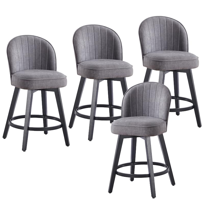 HOMYKA Swivel Bar Stool with Wood Legs Set of 4