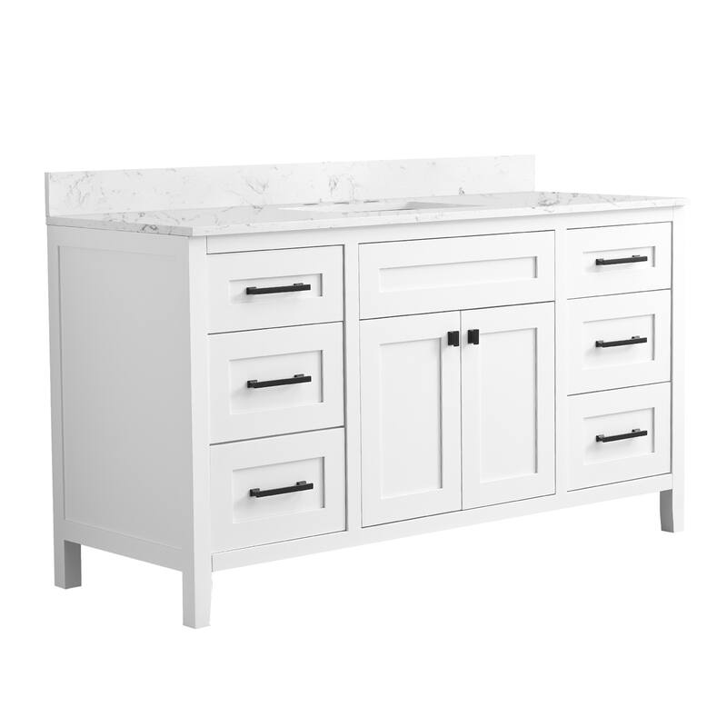 Nephelily 60 inch Bathoom Vanity With Quartz Top Single Sink, Easy-to-Install