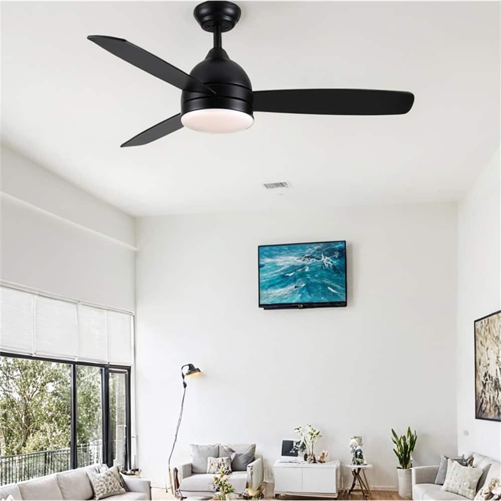 Smart 48 in. Integrated LED Balck Ceiling Fan with Remote Contorl
