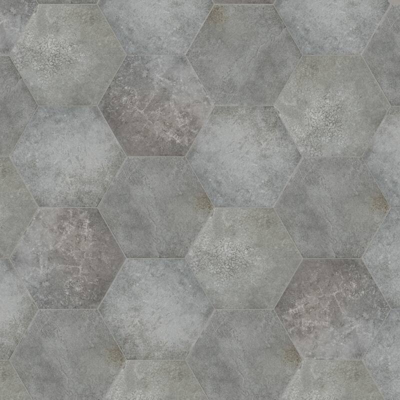 Merola Tile Heritage Hex Shadow 7" x 8" Porcelain Floor and Wall Tile