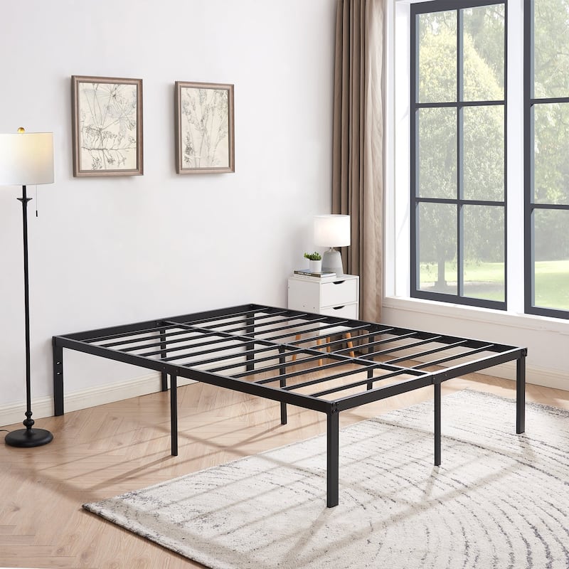 Javlergo 14/16/18 Inch Metal Platform Bed Frame, Heavy Duty Slat Support /No Box Spring Needed