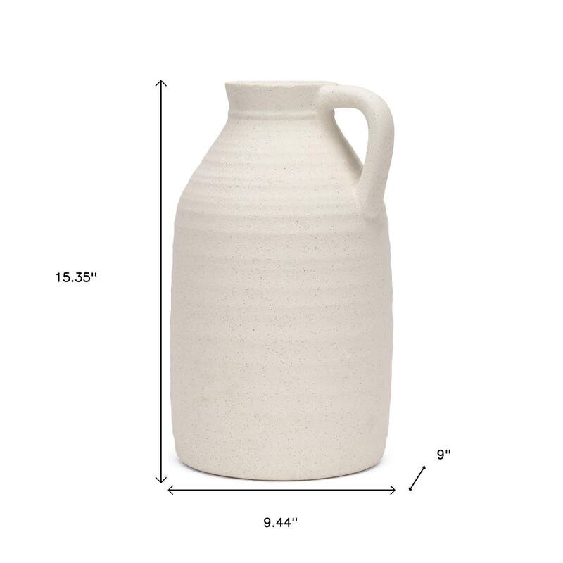 15" Off White Ceramic Jug Table Vase - 9.44