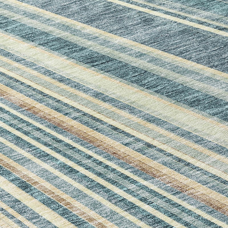 Machine Washable Indoor/ Outdoor Stripe Wave Chantille Rug