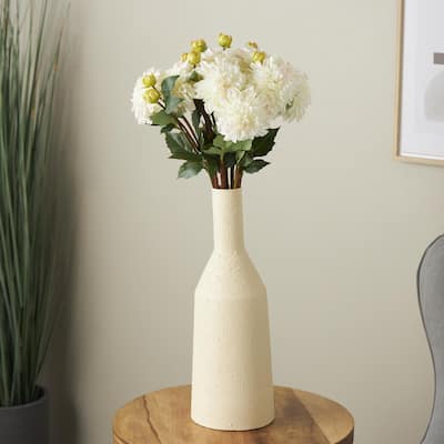 White Faux Foliage Tall Dahlia Artificial Flower Stem (Set of 8)