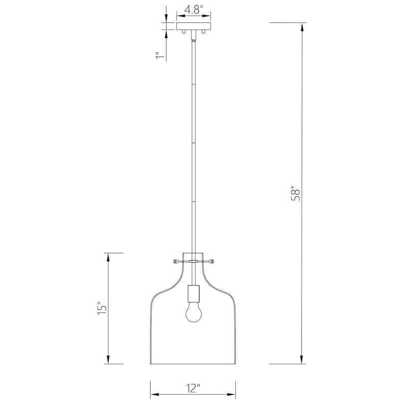 1-Light Black Finish 12-inch Clear Dimpled Pedant Lamp - 12in