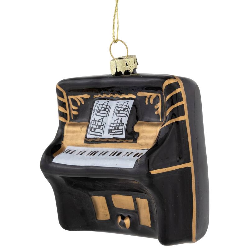 3" Black and Gold Organ Glass Christmas Ornament