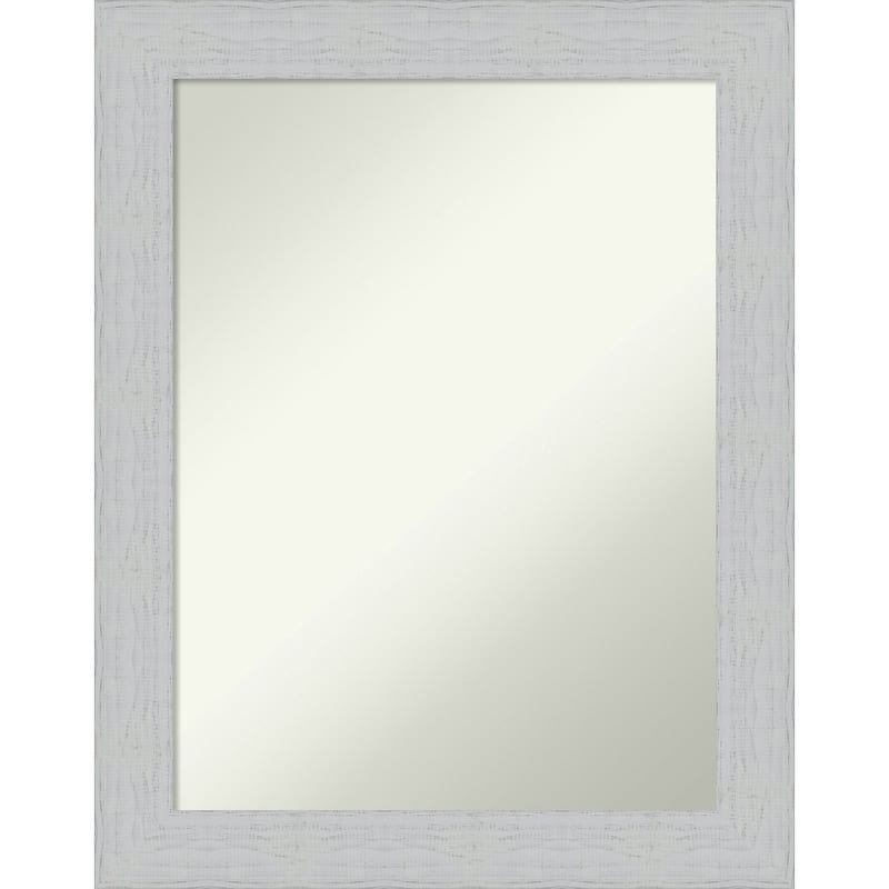 Non-Beveled Wood Bathroom Wall Mirror - Shiplap White Frame