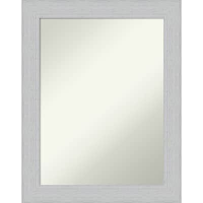 Non-Beveled Wood Bathroom Wall Mirror - Shiplap White Frame