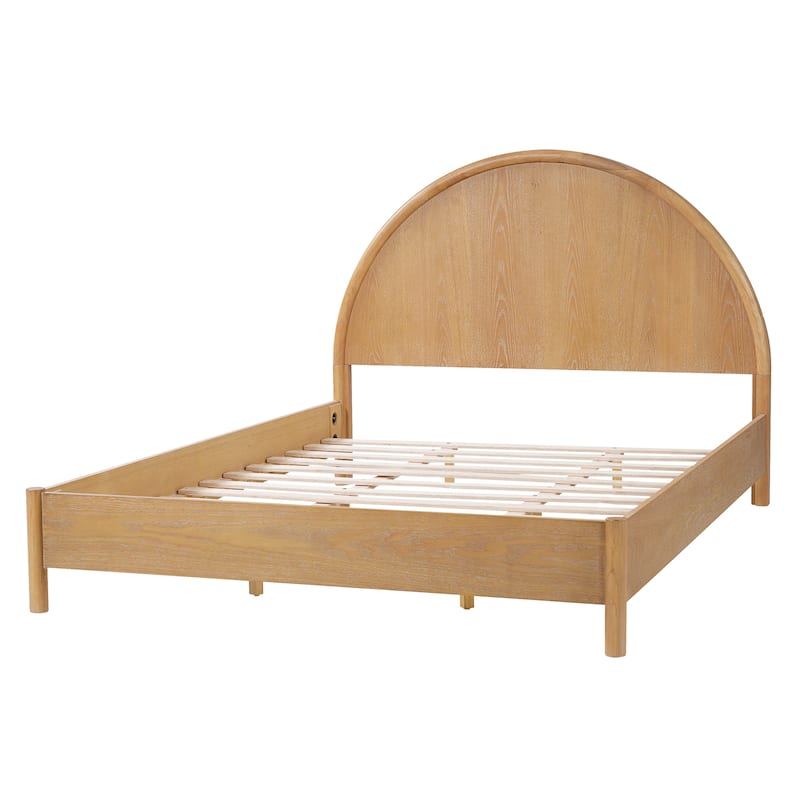 Christopher Knight Home - Modern Mid-Century Wooden Platform Bed with Arched Headboard - Natural - Queen