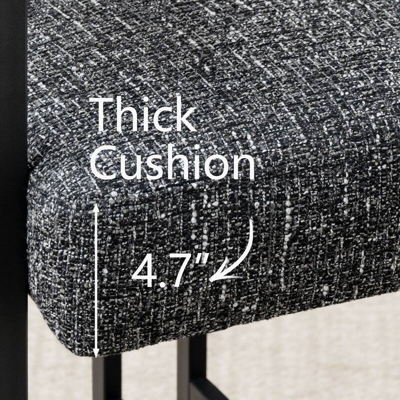 25" Seat Height Upholstered Tweed Black Matel Counter Stool