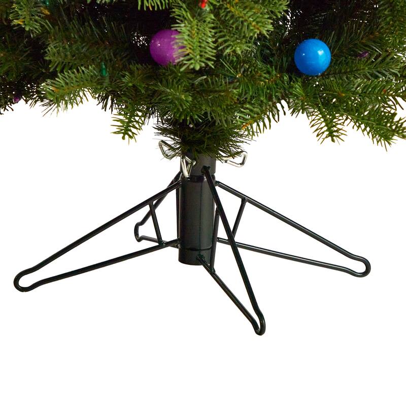 4' Montana Mountain Fir Artificial Christmas Tree with 200 Multi Color LED Lights, 25 Globe Bulbs and 394 Bendable Branches