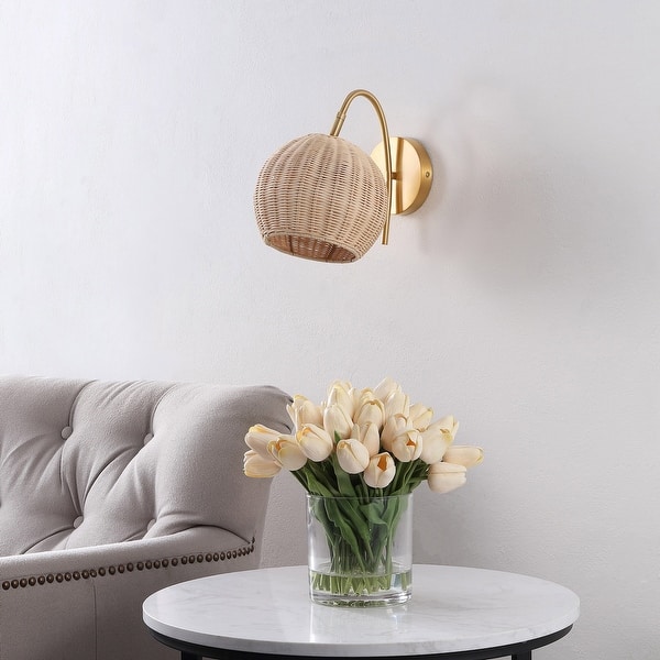 slide 2 of 5, SAFAVIEH Lighting Nahum 8.5" Wall Sconce (Set of 2) - 11.5" x 8.5" x 11"-W/D/H