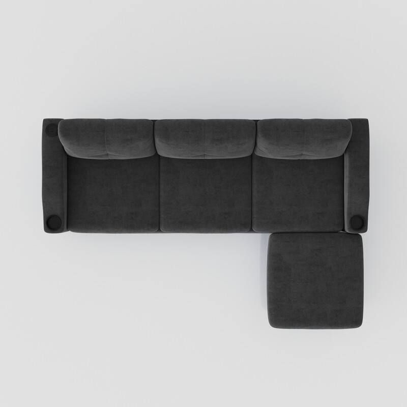 Modern Convertible L-Shaped Sectional Sofa with Storage Footstool for Home Office