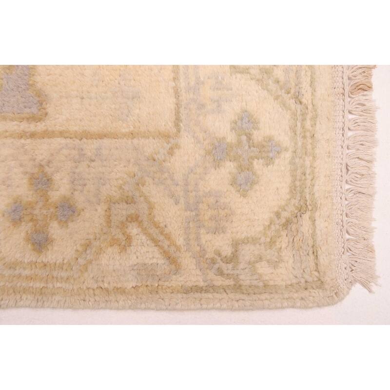 ECARPETGALLERY Hand-knotted Royal Oushak Cream Wool Rug - 2'7 x 13'7