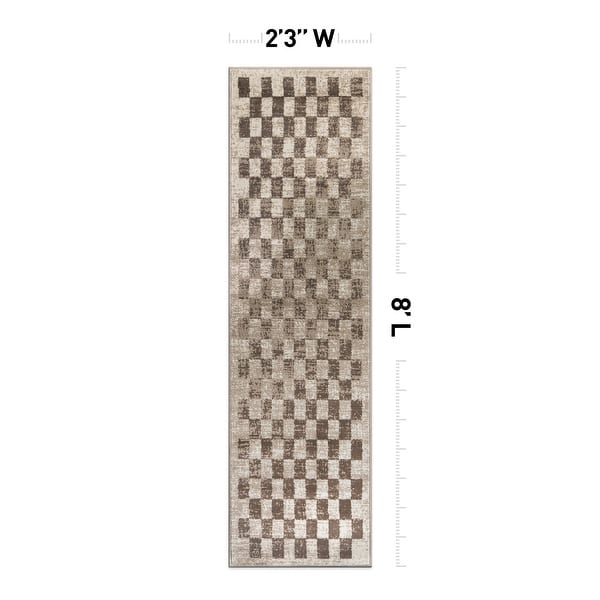 dimension image slide 7 of 14, Contemporary Checkered Area Rug