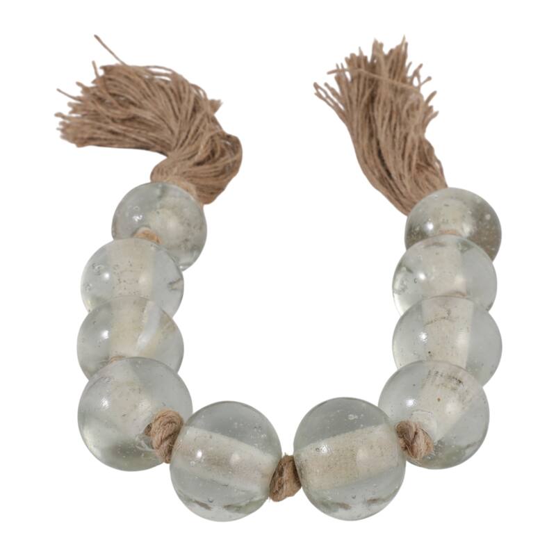 Glass Bead Garland Jute Tassels Modern Handcrafted Accent Strand