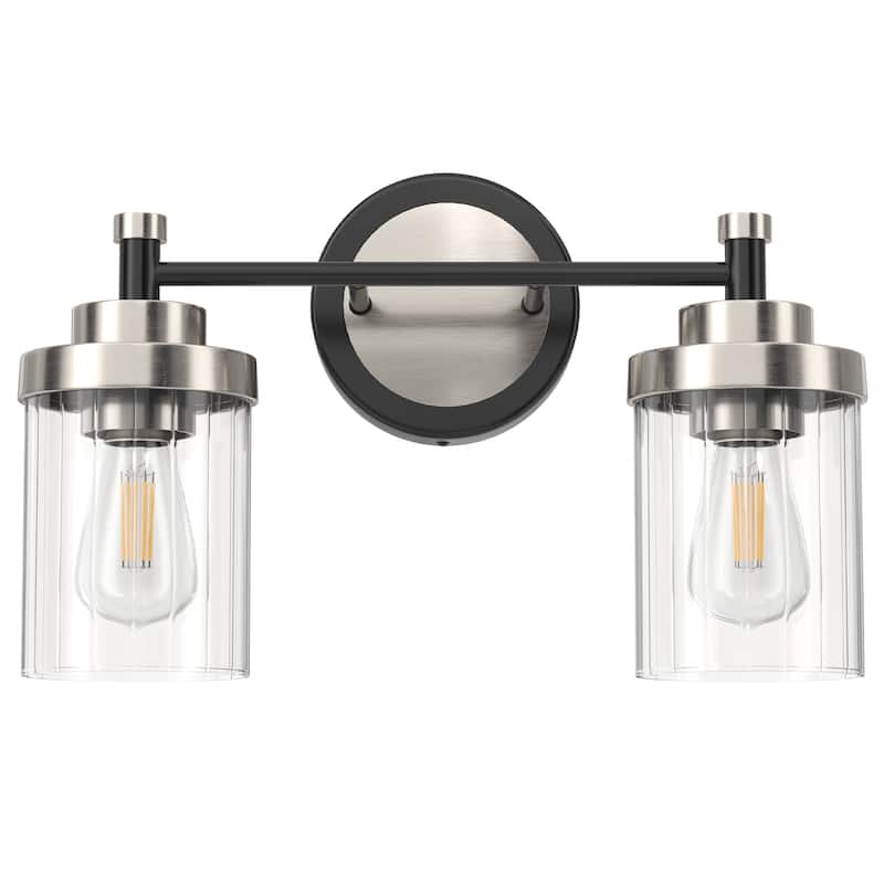 Modern Dimmable Vanity Light with Clear Ribbed Glass Shades E26 Sockets