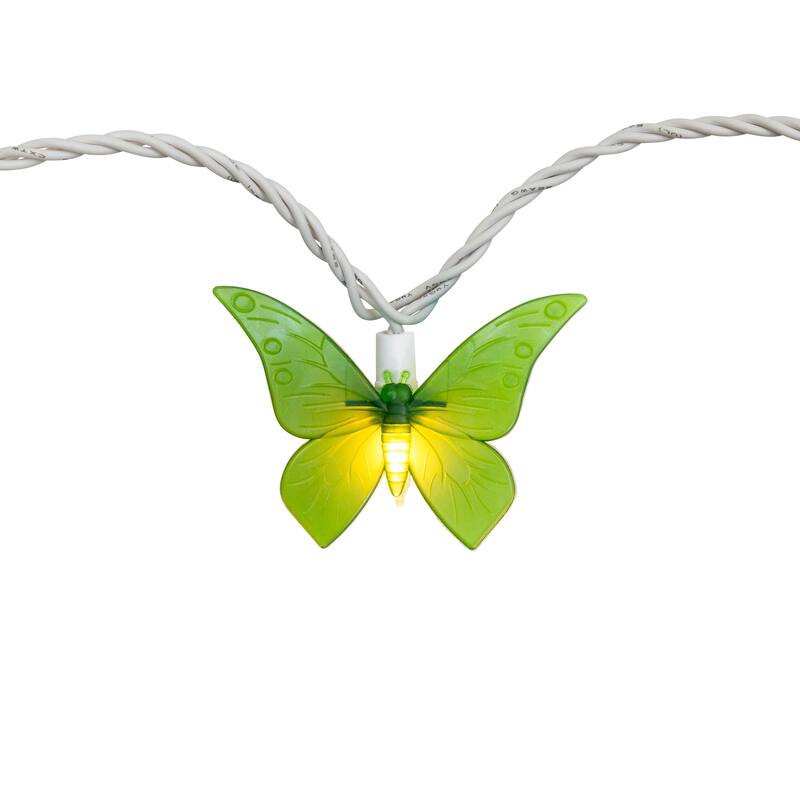 10ct Colored Summer Butterfly Patio String Light Set 9ft White Wire