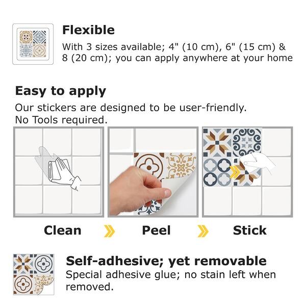 Walplus Tile Azulejo Tiles Wall Sticker Decal Classic Size:10cm x 10cm @ 24pcs
